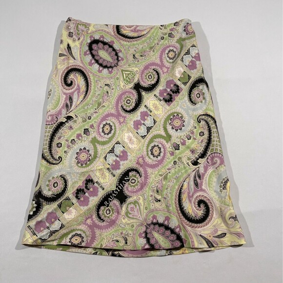 Etro Vintage Womens Multicolor Silk Paisley Floral Print Pencil Skirt 40 ITALY - Picture 2 of 7